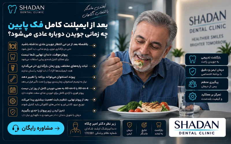بعد از ایمپلنت کامل فک پایین چه زمانی جویدن دوباره عادی میشود؟